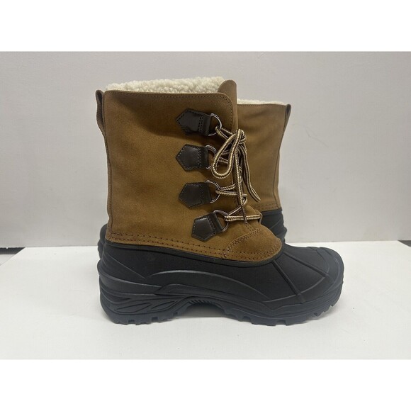 Totes Vermont men size 9 M winter boots brown suede upper and man made materials - Picture 4 of 9